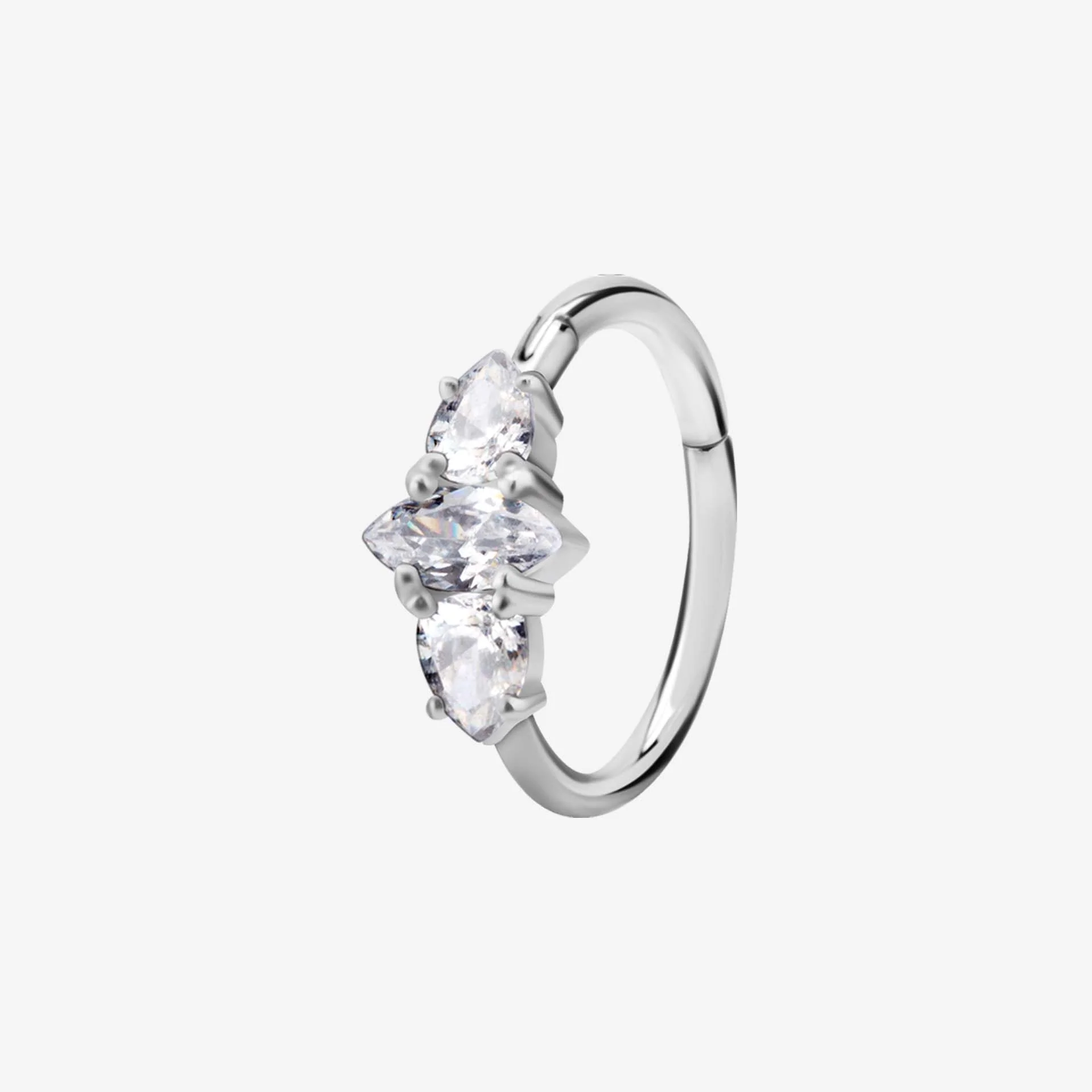 Piranha Argola Hinged Pointed Jewelled Ring Steel Basicline