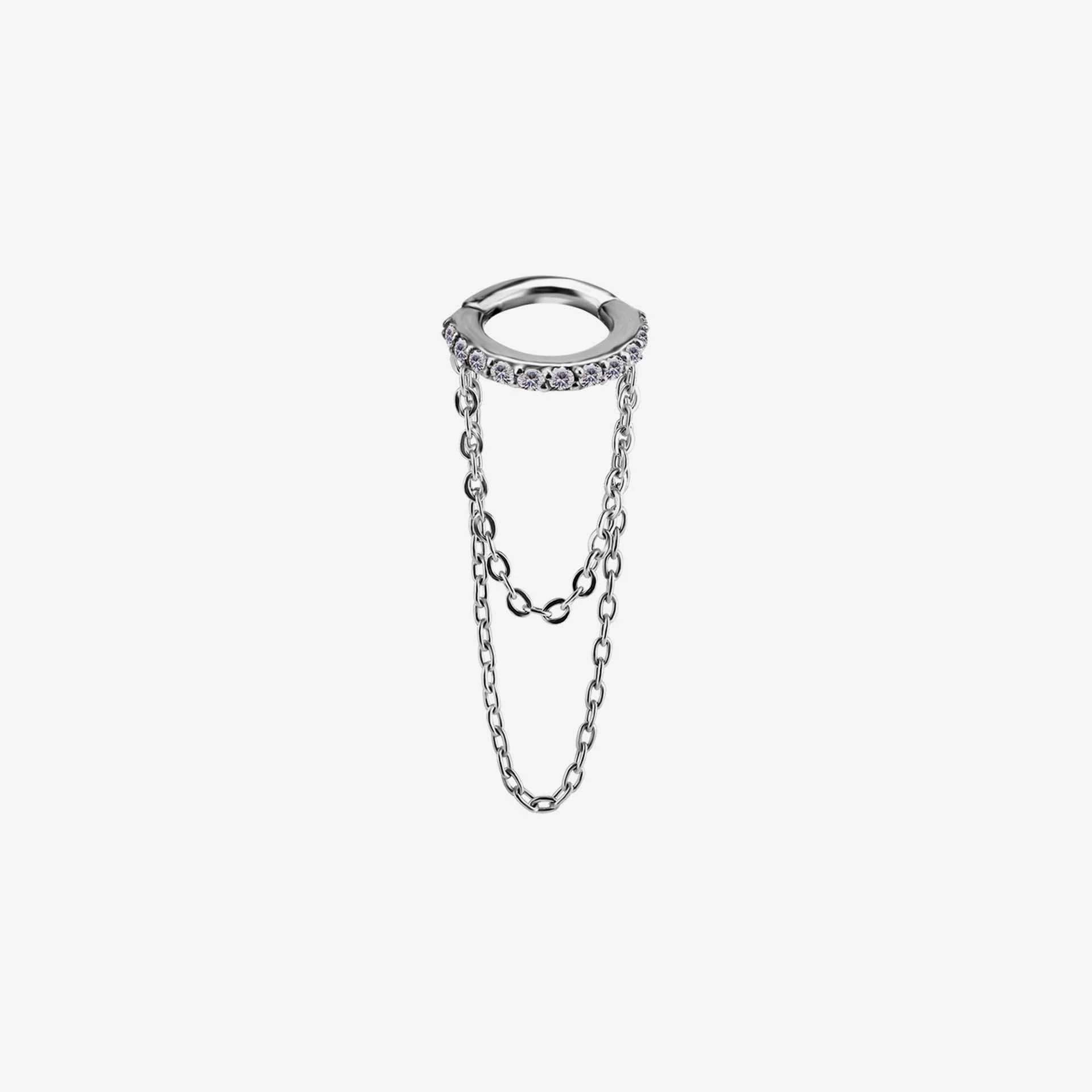 Piranha Argola Multi Crystals Chain Steel Basicline