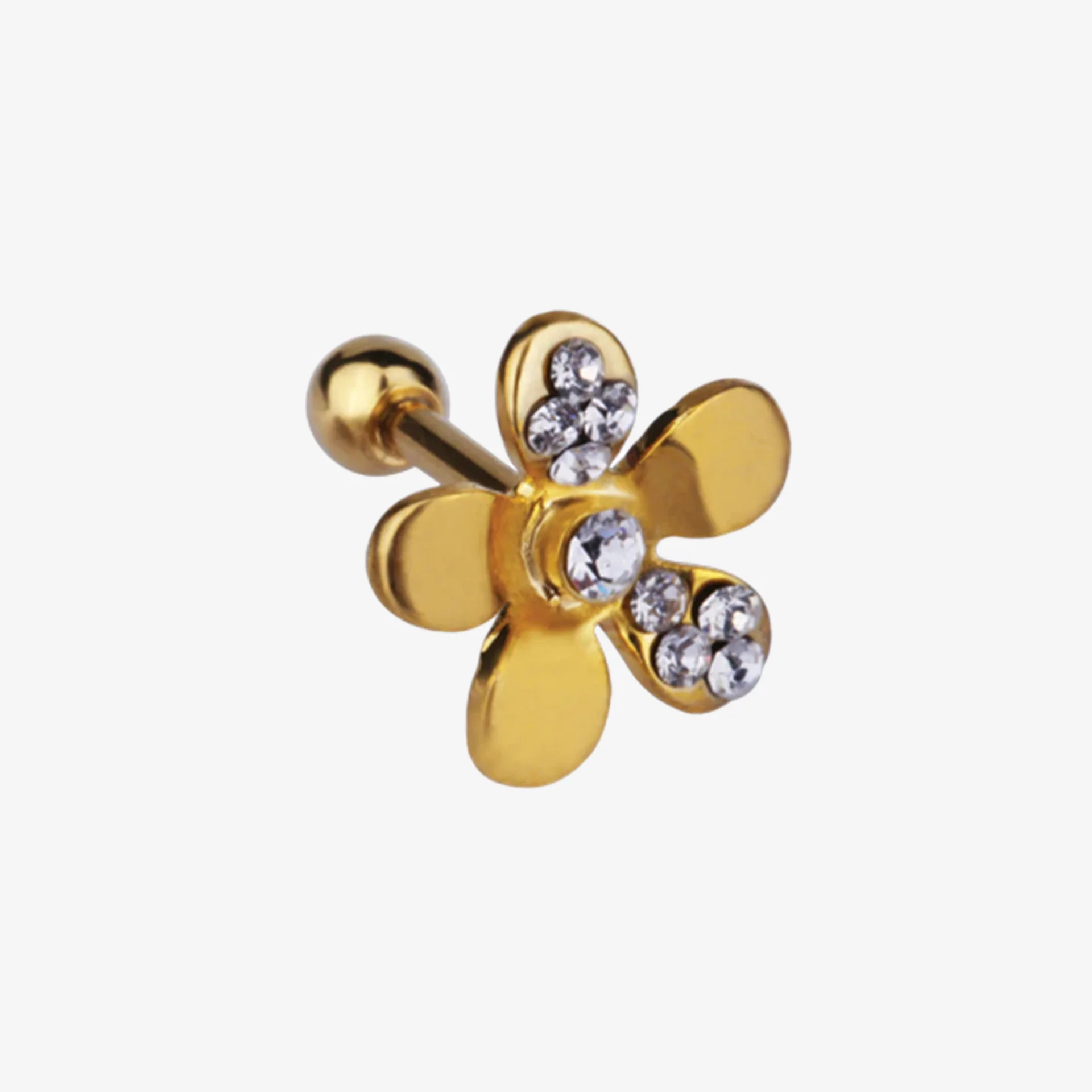Piranha EarBarbell Flower Crystals Steel Zirconline