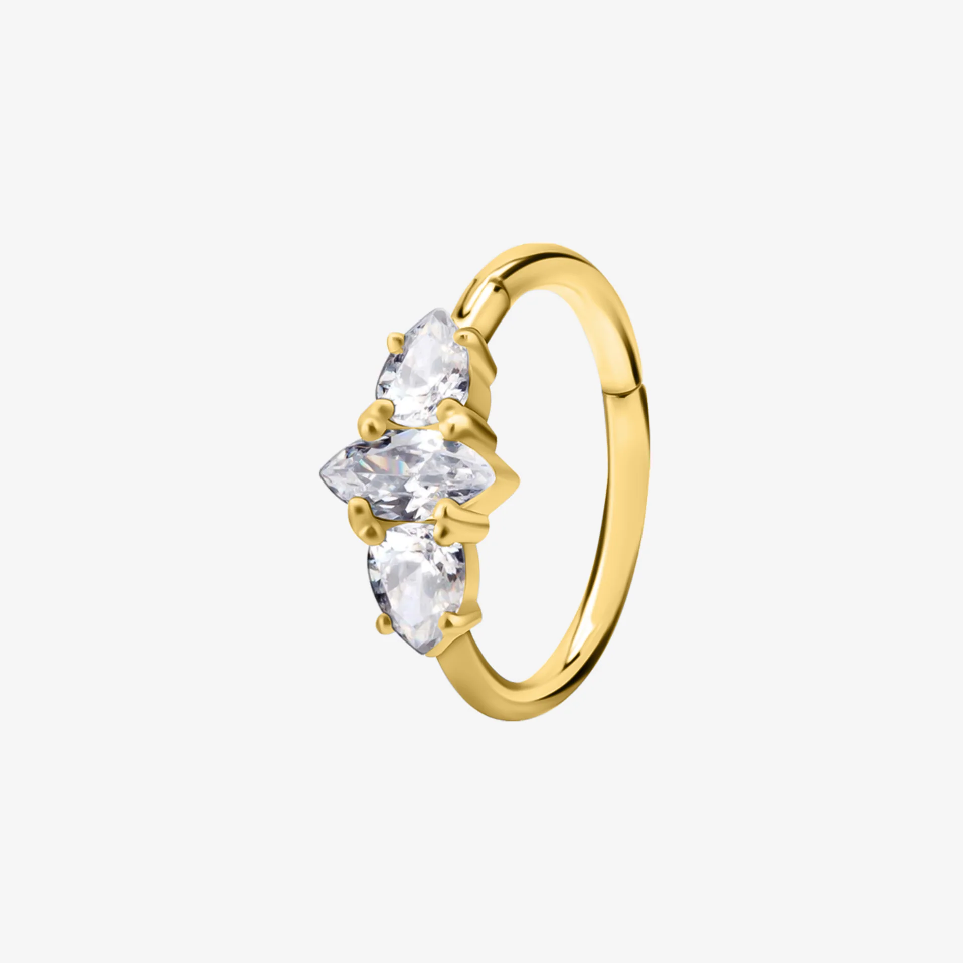 Piranha Argola Hinged Pointed Jewelled Ring Steel Zirconline