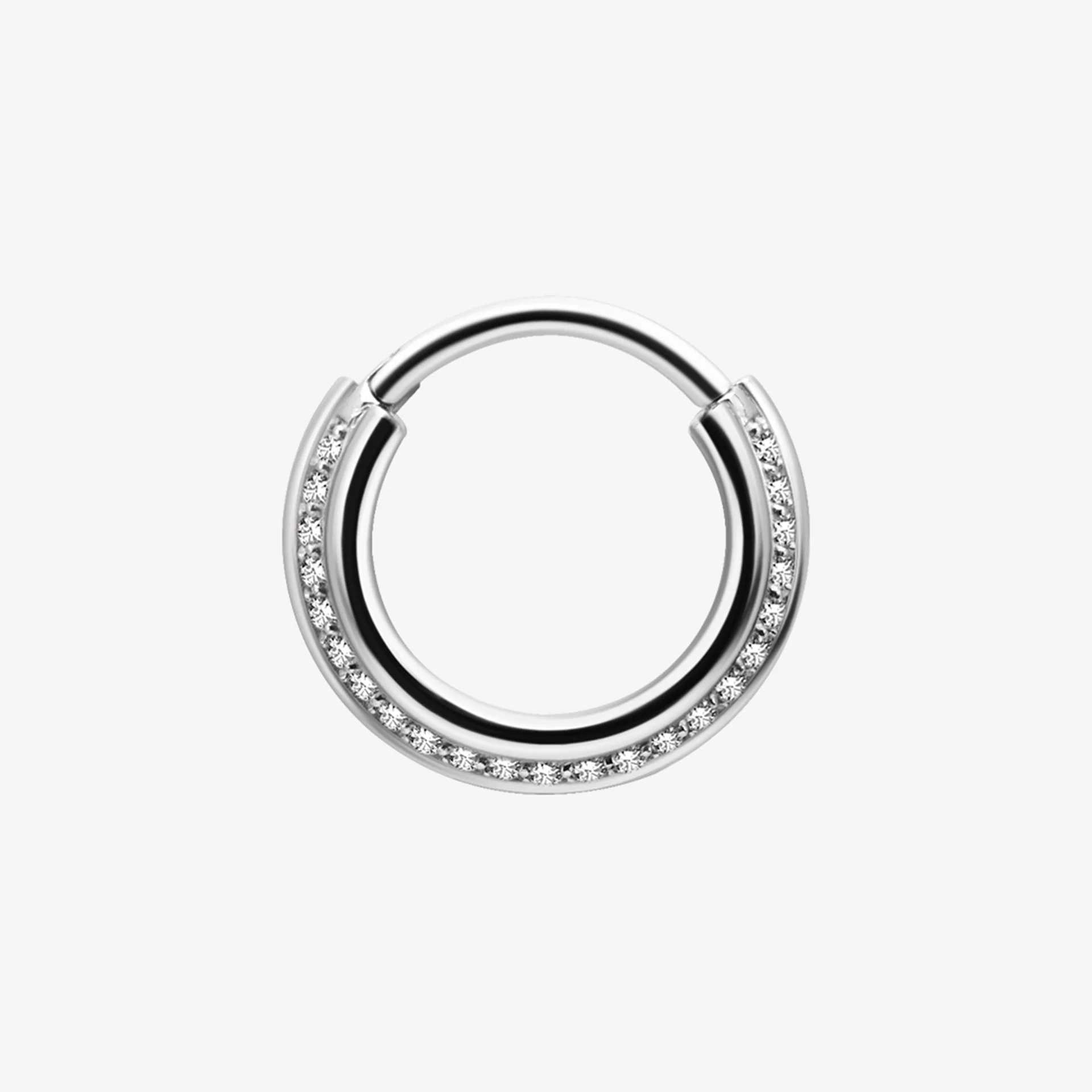 Piranha Argola Hinged Triple Slanted Crystals Steel Basicline - Image 3