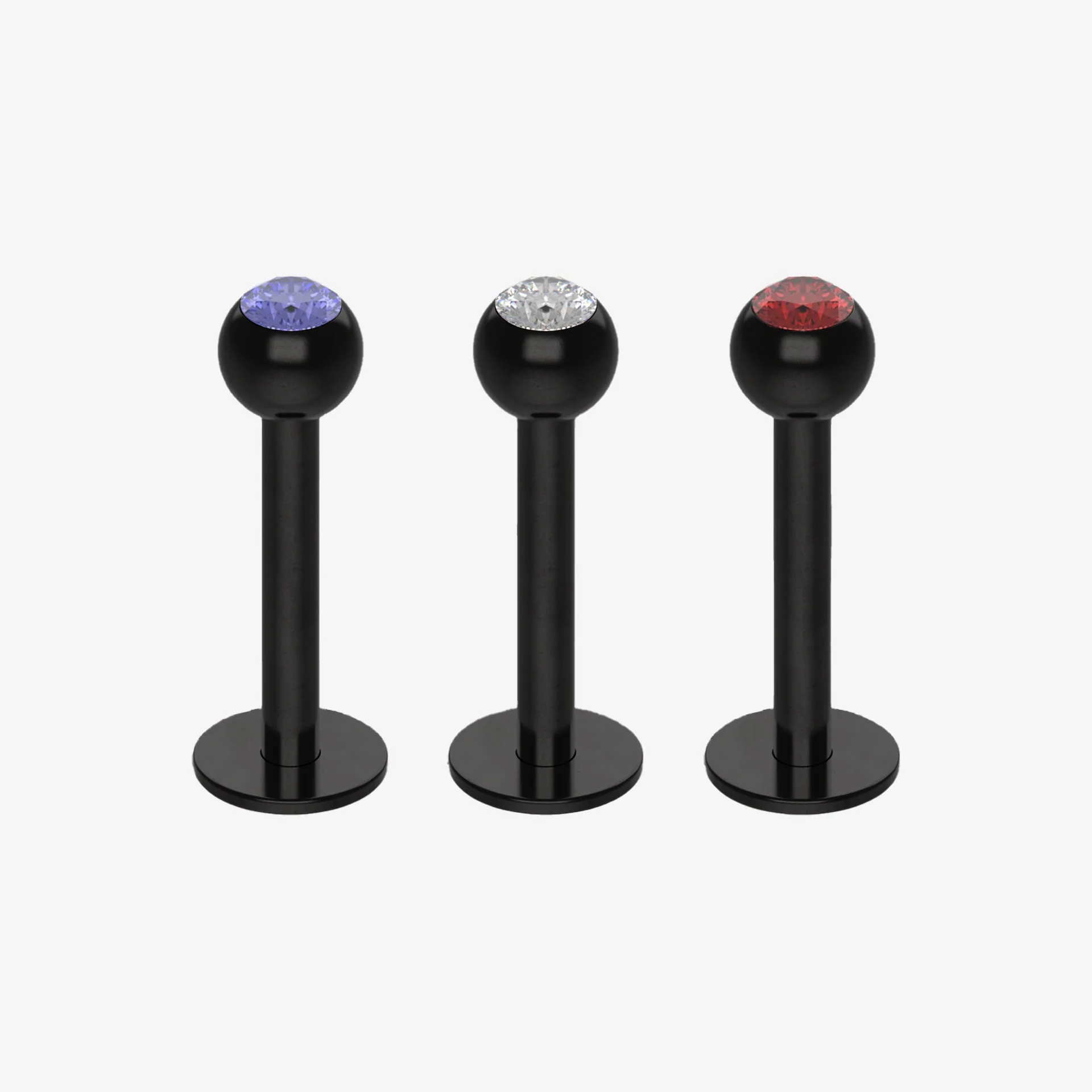 Piranha Labret Aço Negro com Pedra