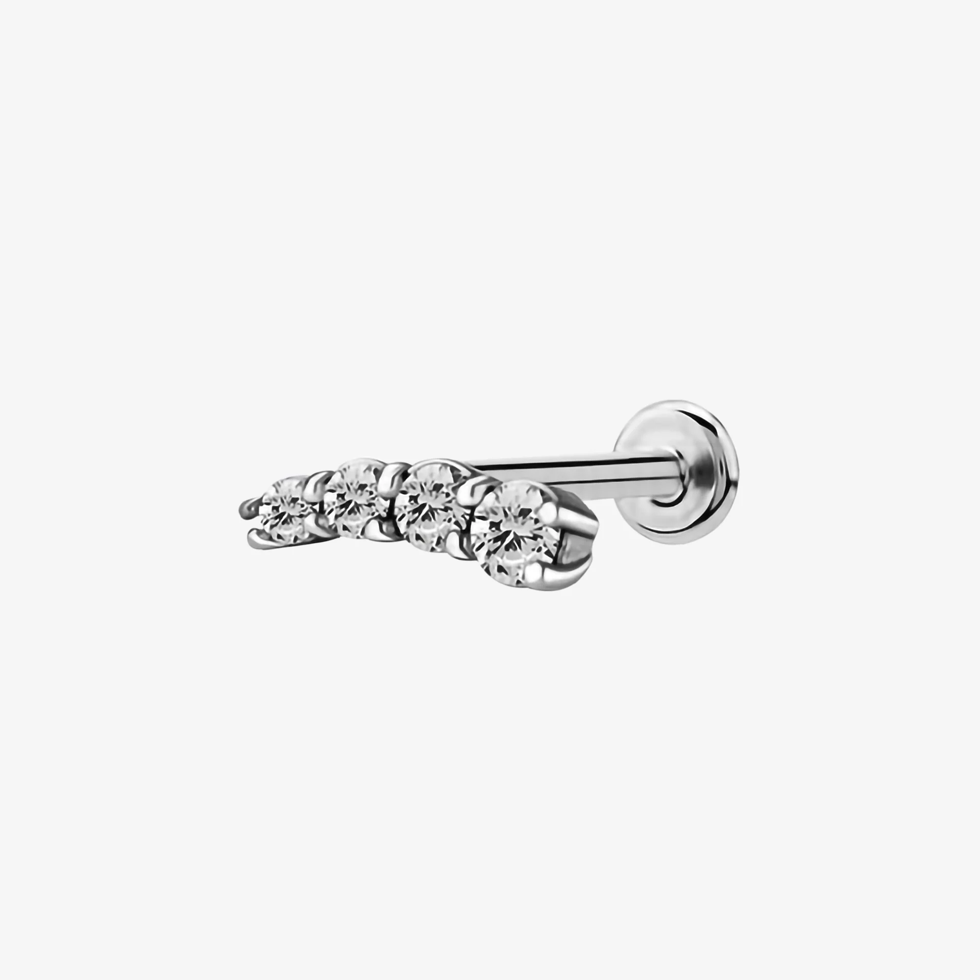 Piranha Labret Bow 4 Crystals Steel Basicline