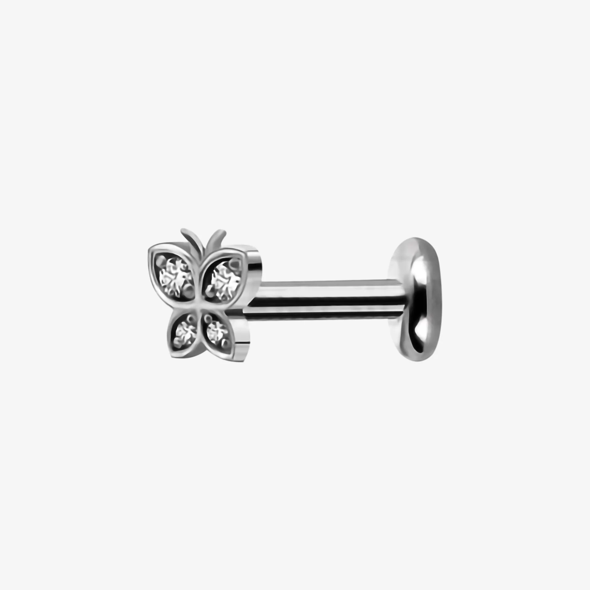 Piranha Labret Butterfly Jewelled Steel Basicline - Image 2