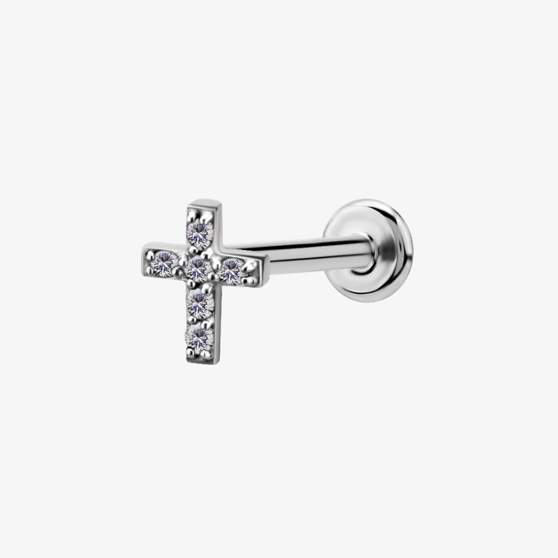 Piranha Labret Cross Jewelled Steel Basicline
