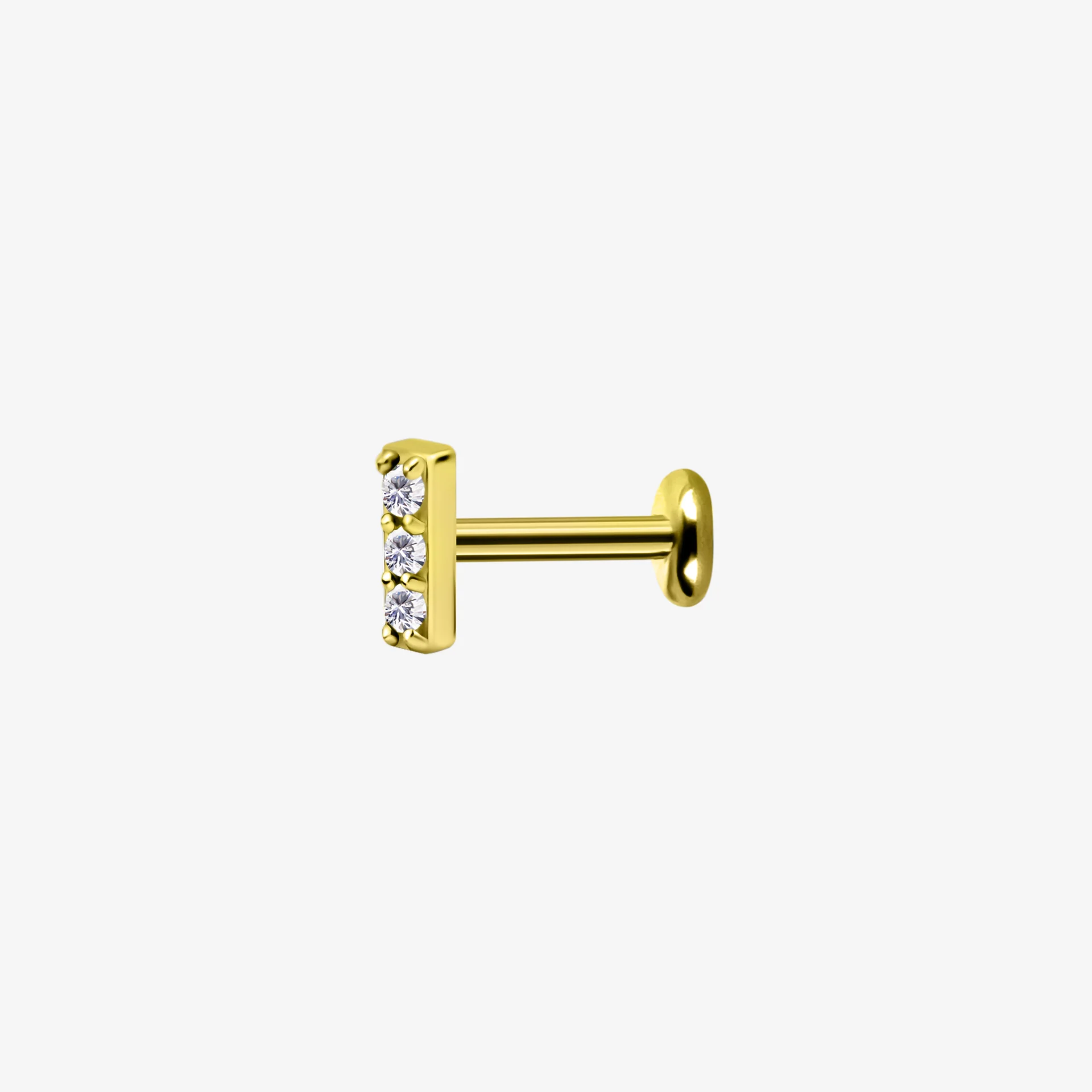 Piranha Labret Line 3 Crystals Steel Zirconline
