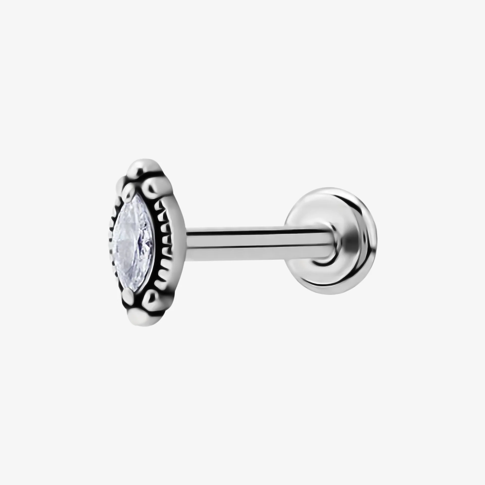 Piranha Labret Oval Crystal Steel Basicline