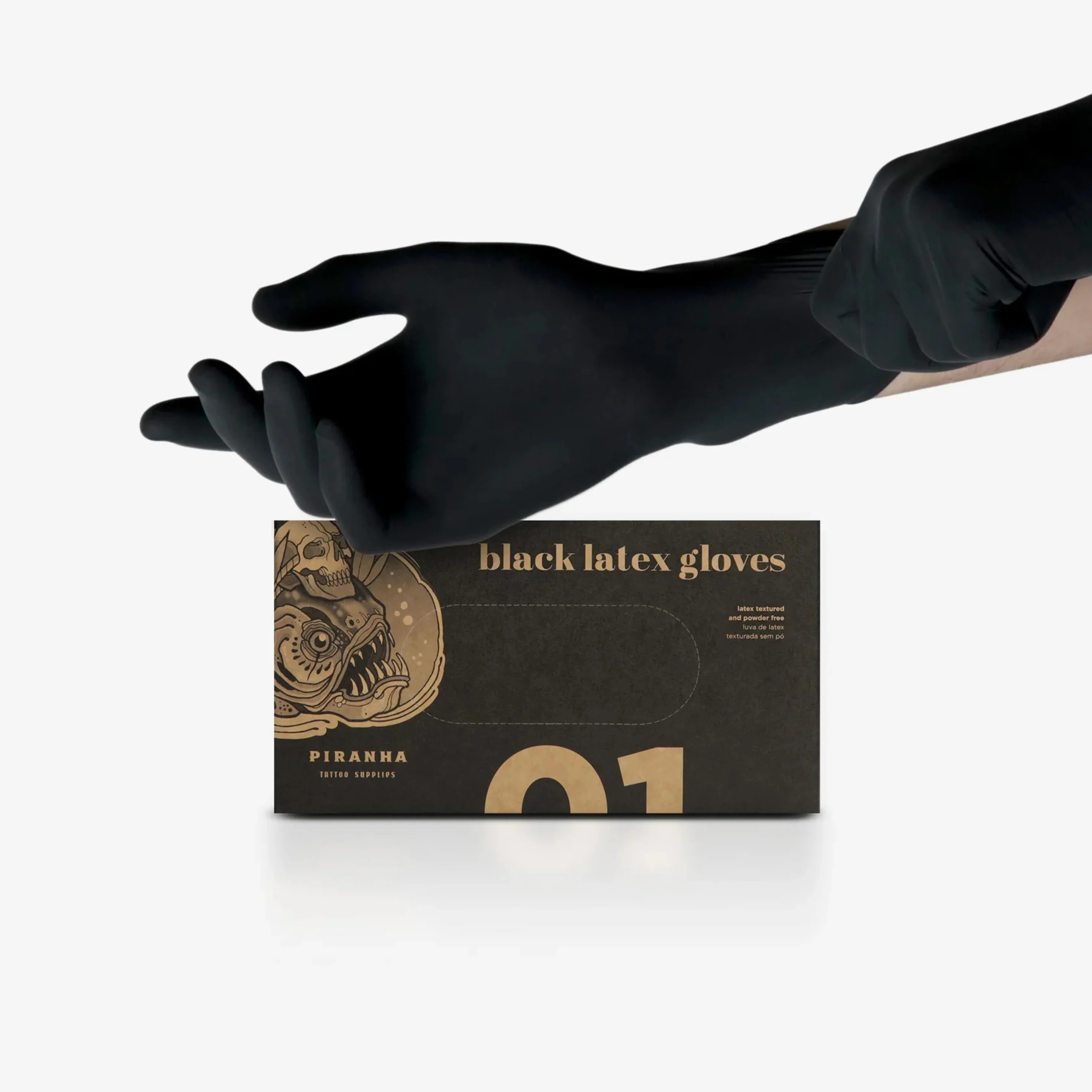 Luvas Descartáveis Piranha Latex Negras