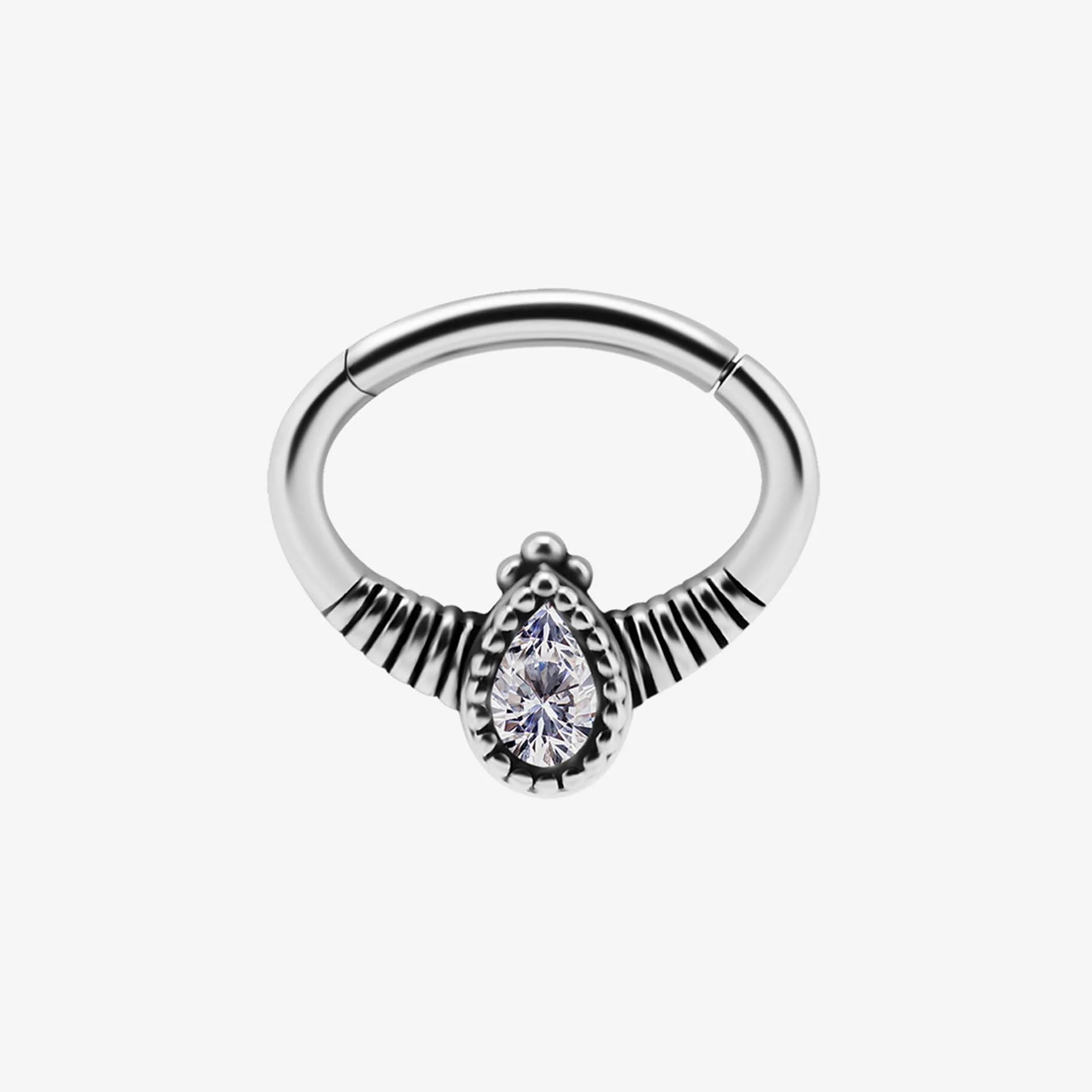 Piranha Septum Hinged Drop Crystal Steel Basicline