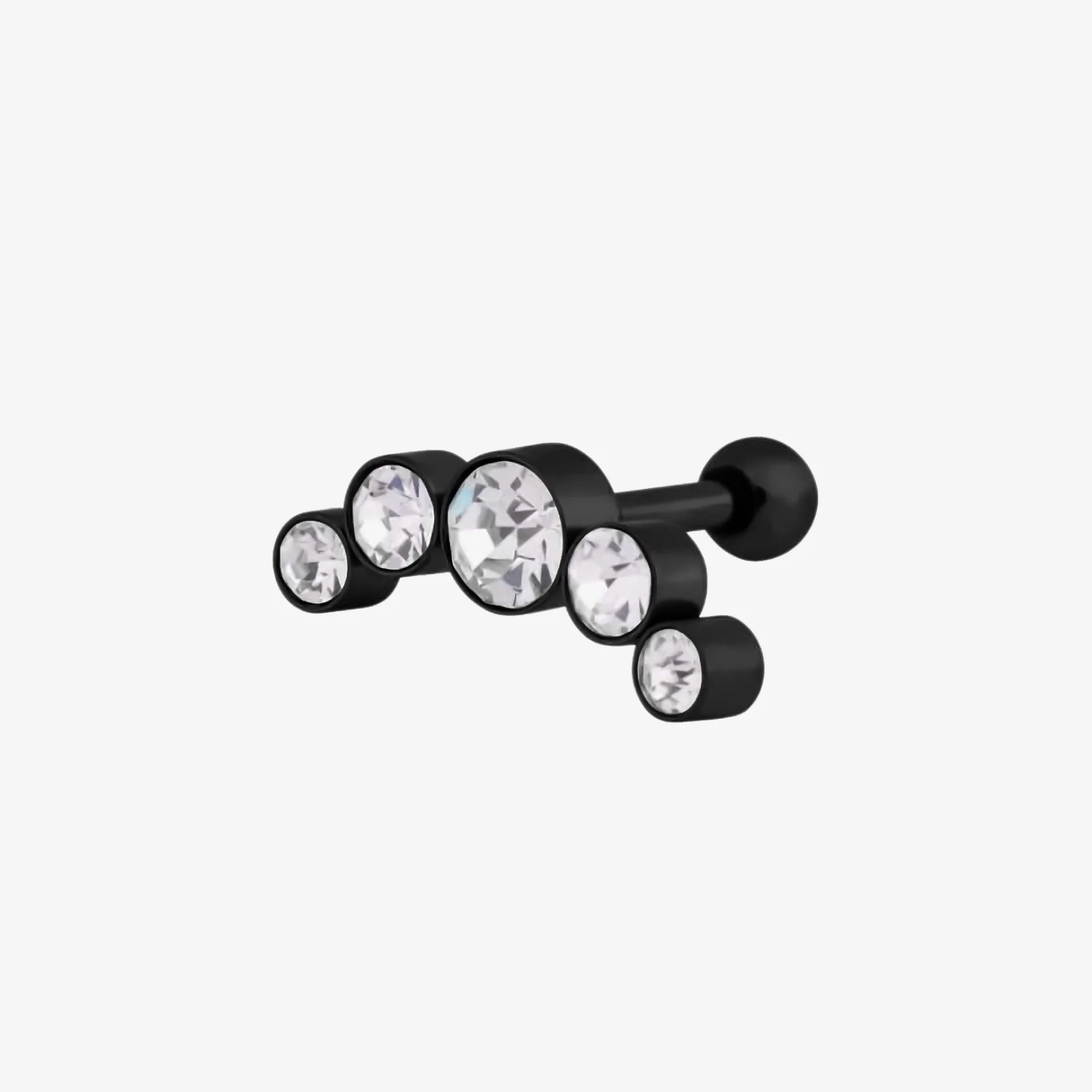 Wildcat Earbarbell 5 Crystals Steel Blackline