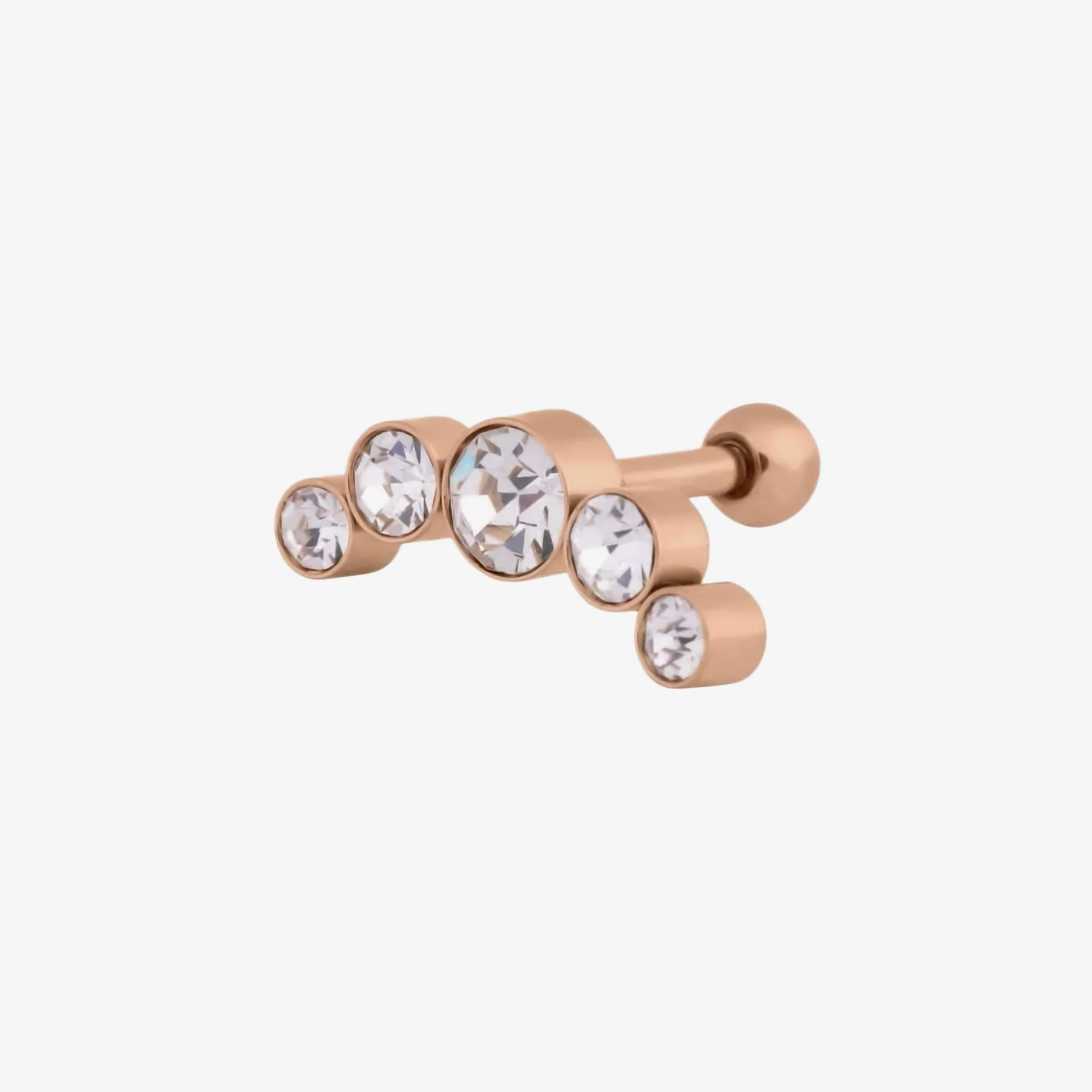 Wildcat Earbarbell 5 Crystals Steel Roseline