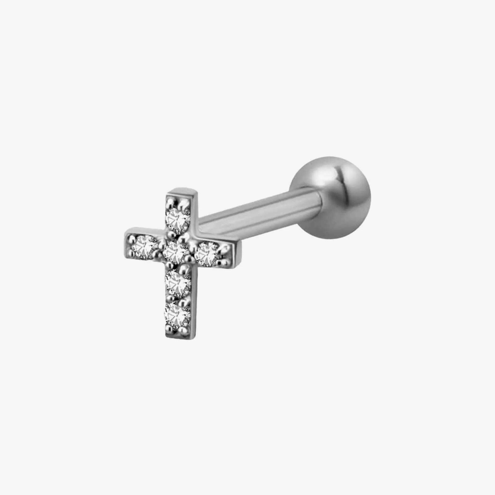 Wildcat Earbarbell Jewelled Cross Steel Basicline