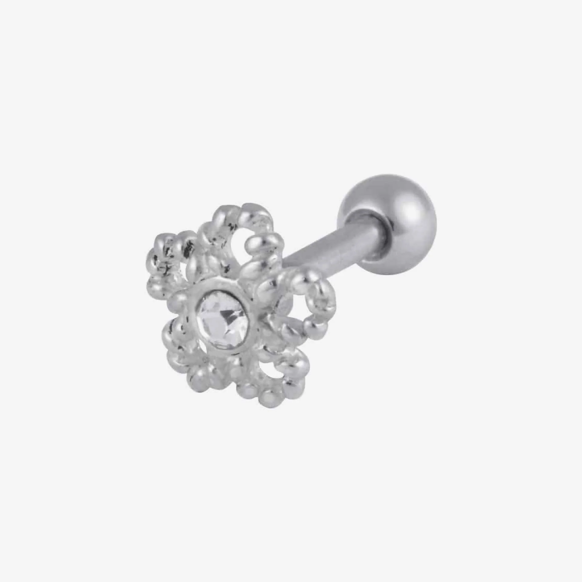 Wildcat Earbarbell Jewelled Flower Steel Basicline